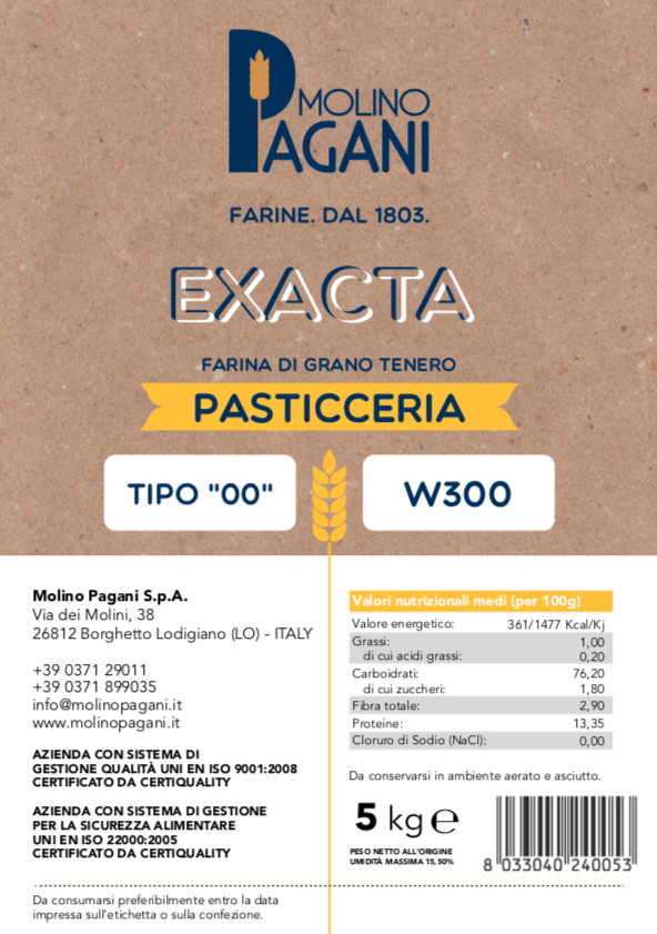 Farina di grano tenero Tipo “00” per Pasticceria W300 5 Kg