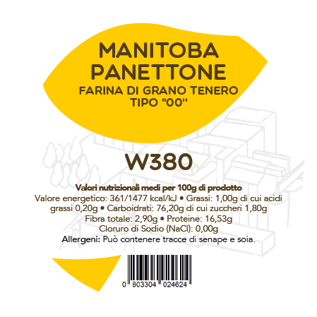Farina di grano tenero Tipo “00” Manitoba/Panettone W380 1 Kg