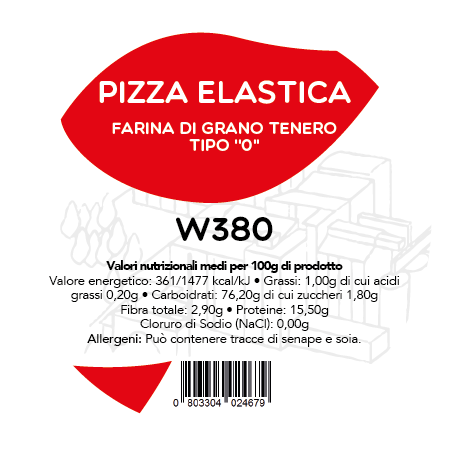 Farina di grano tenero Tipo “0” Elastica per Pizza W380 1 Kg